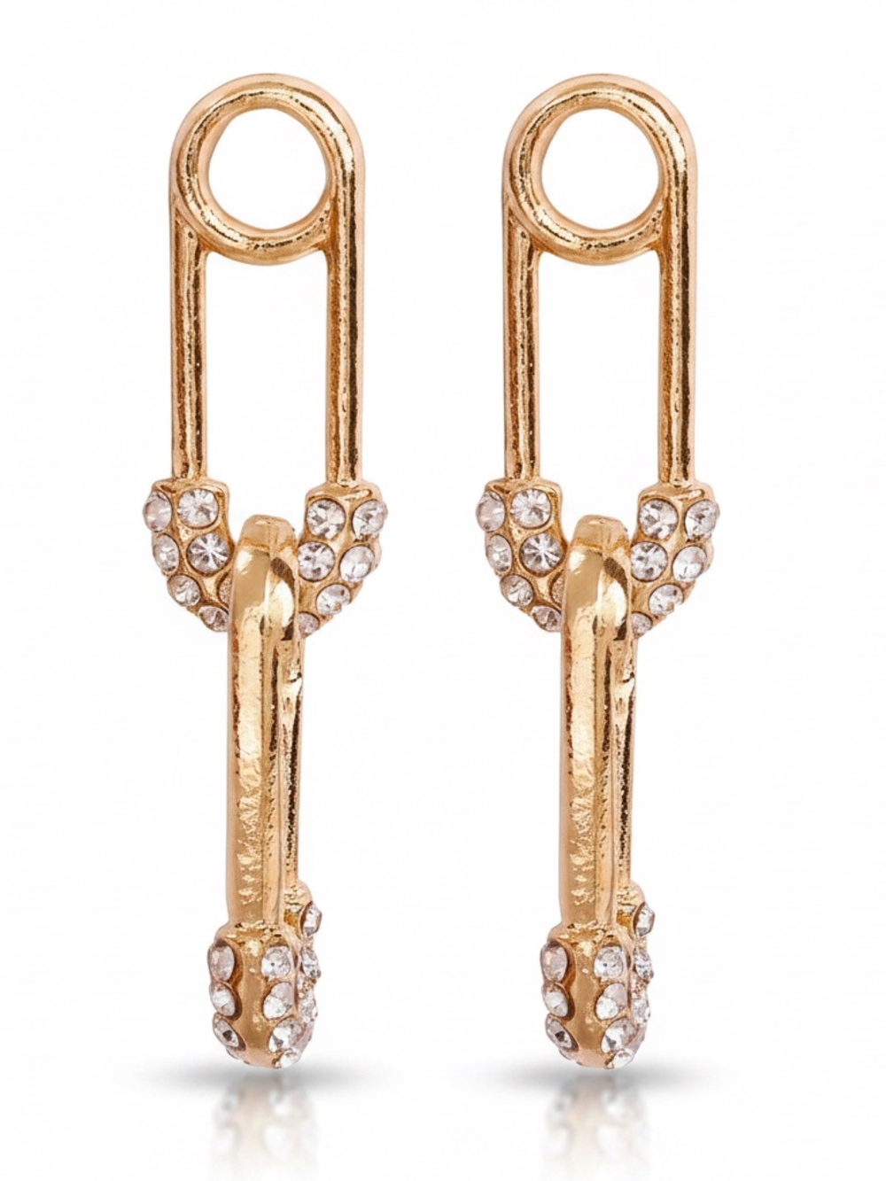 Womens Gold Tone Safety‎ Pin Dangle Earrings